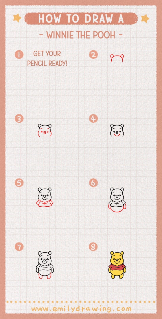 how to draw a winnie the pooh pinterest pin